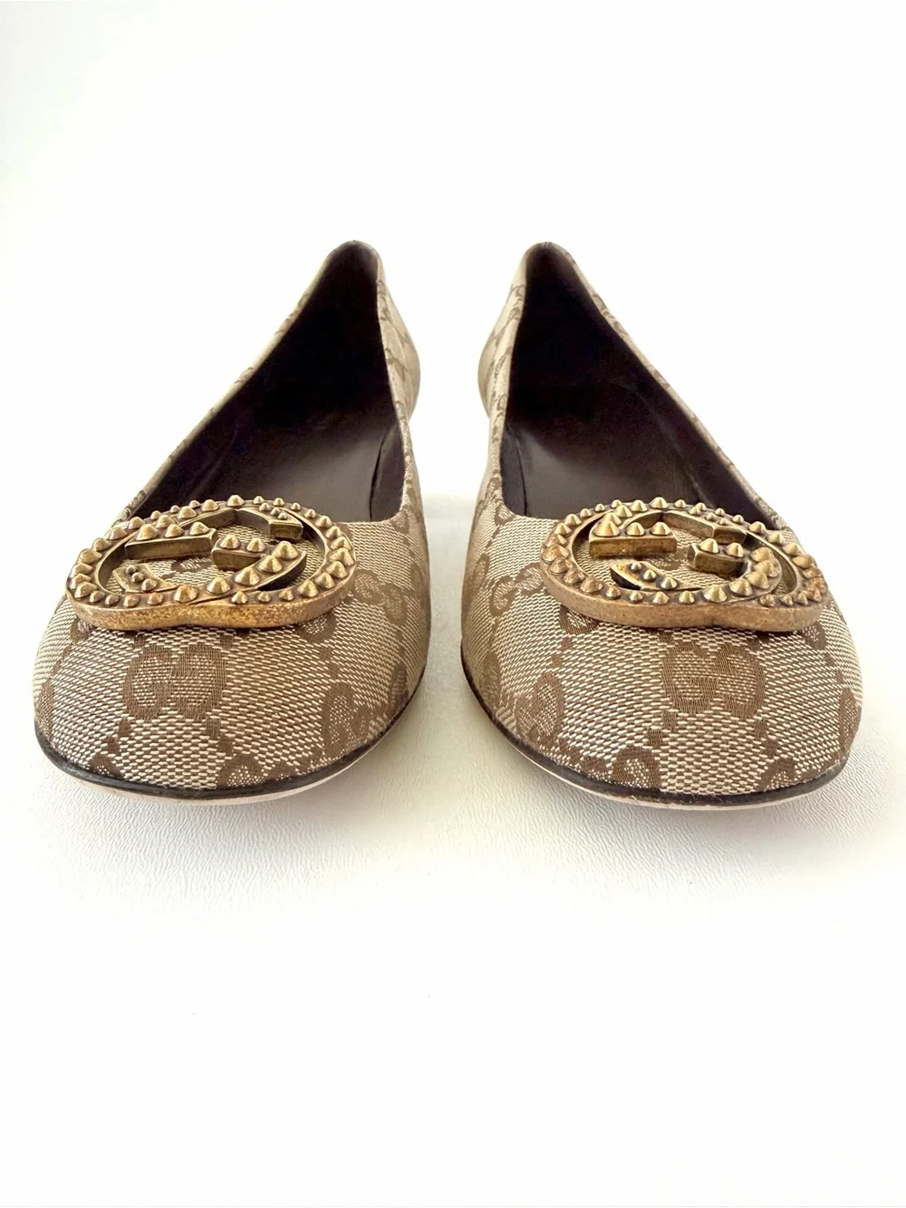 GUCCI | GG Monogram Canvas Interlocking G Block Heel Office Work Pumps EU 39